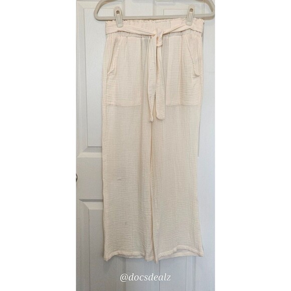 Sincerely Jules Ivory High-Rise Belted Flare Pants Size L - Picture 1 of 5